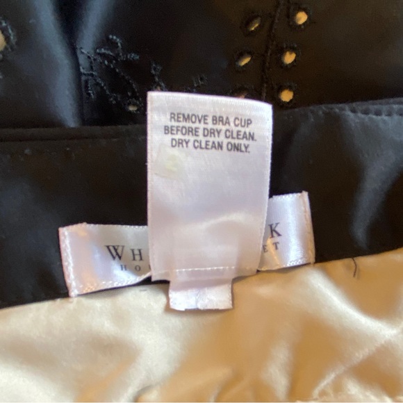 WHBM Dress Satin Halter Top Eyelet Lace Nude Lined Black Cocktail M 8 - Picture 14 of 15